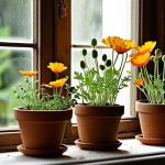 Home 5 야생화 실내 재배 노하우 - **"The Awakening of the Indoor Wild Garden"**
A close-up, warm-toned photograph capturing a sun-...